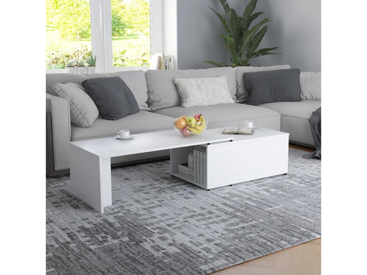 White Engineered Wood Coffee Table, 150 x 50 x 35 cm