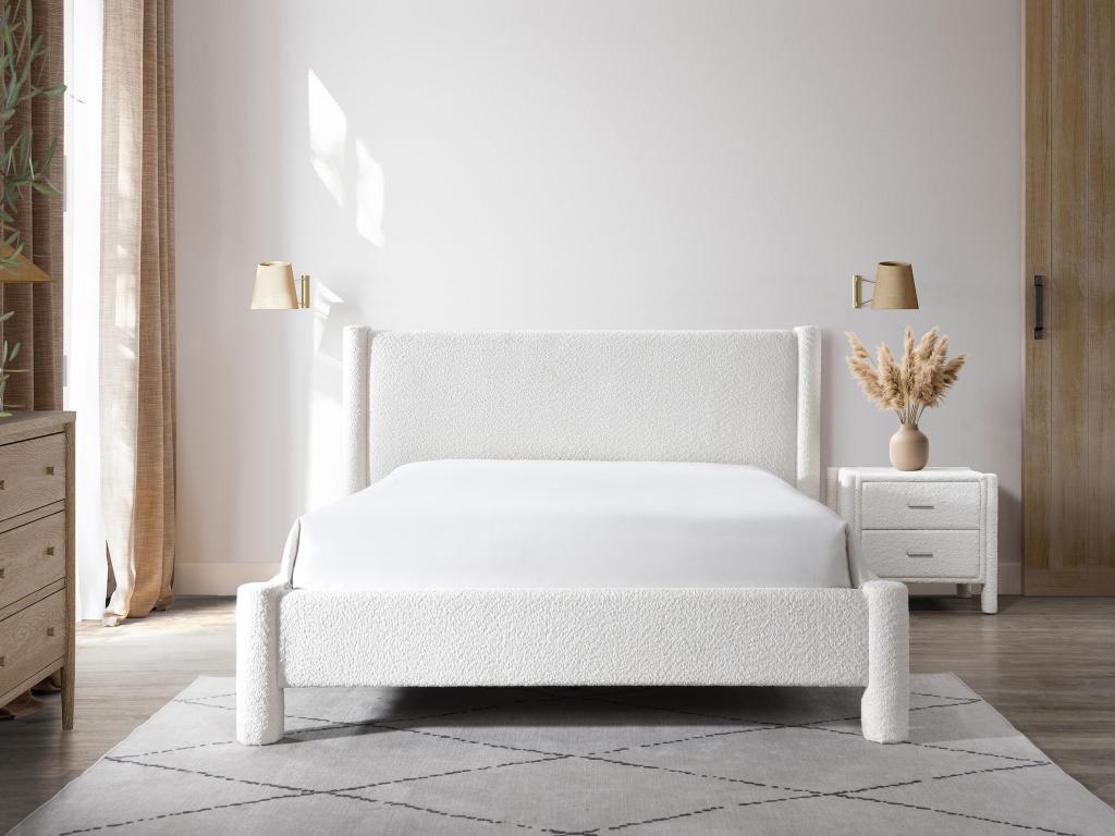 White Boucle Fabric Home Furniture, 140 x 190 cm