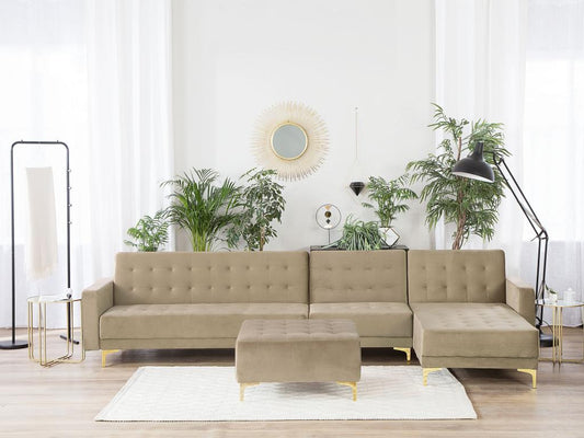 Beige Velvet Ottoman