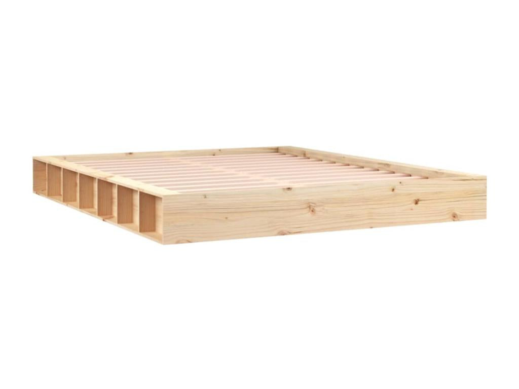 Brown Solid Wood Bed Frame, 200 x 200 cm