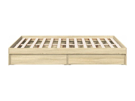 Brown Oak Wood Bed Frame, 120 x 200 cm
