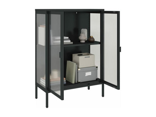 Black Glass Sideboard, 75 x 35 x 105 cm