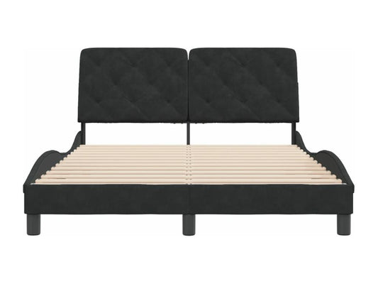 Black Velvet Bed Frame, 140 x 190 cm