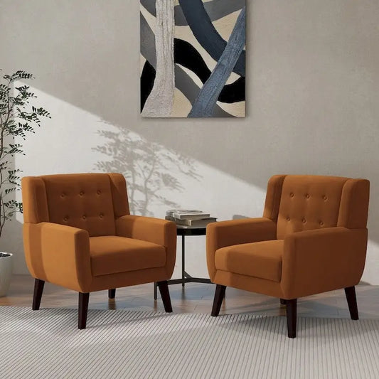 2 Set Modern Accent Chair Velvet Armchair