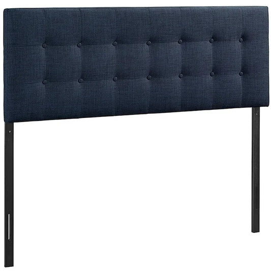 Hixson Stylish Dark Blue Fabric Upholstered Queen Size Headboard