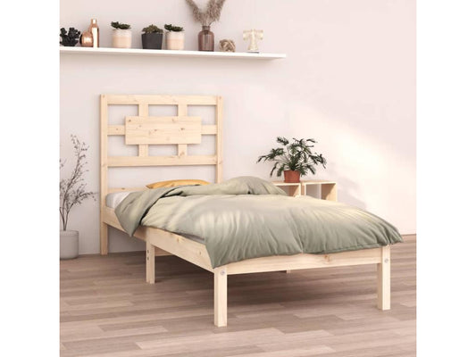 Brown Solid Wood Bed Frame, 75 x 190 cm