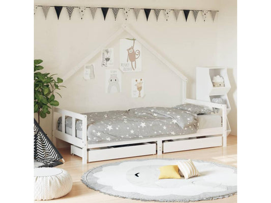 White Pine Wood Kids Bed Frame, 90 x 200 cm