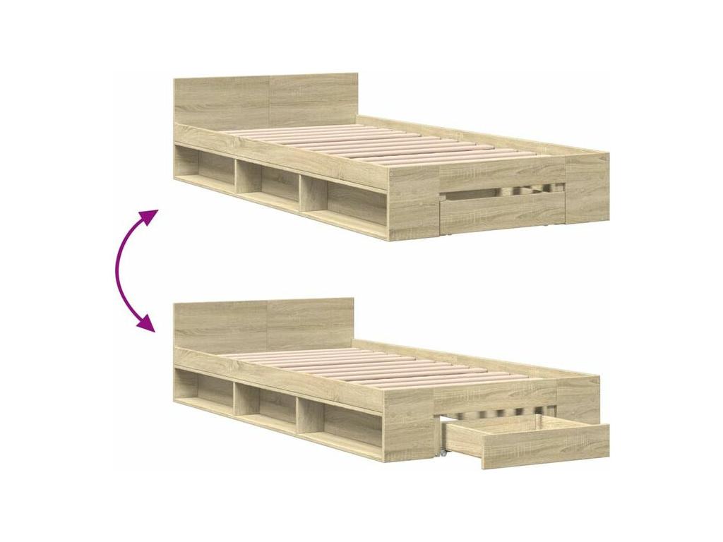 Natural Engineered Wood Bed Frame, 90 x 200 cm
