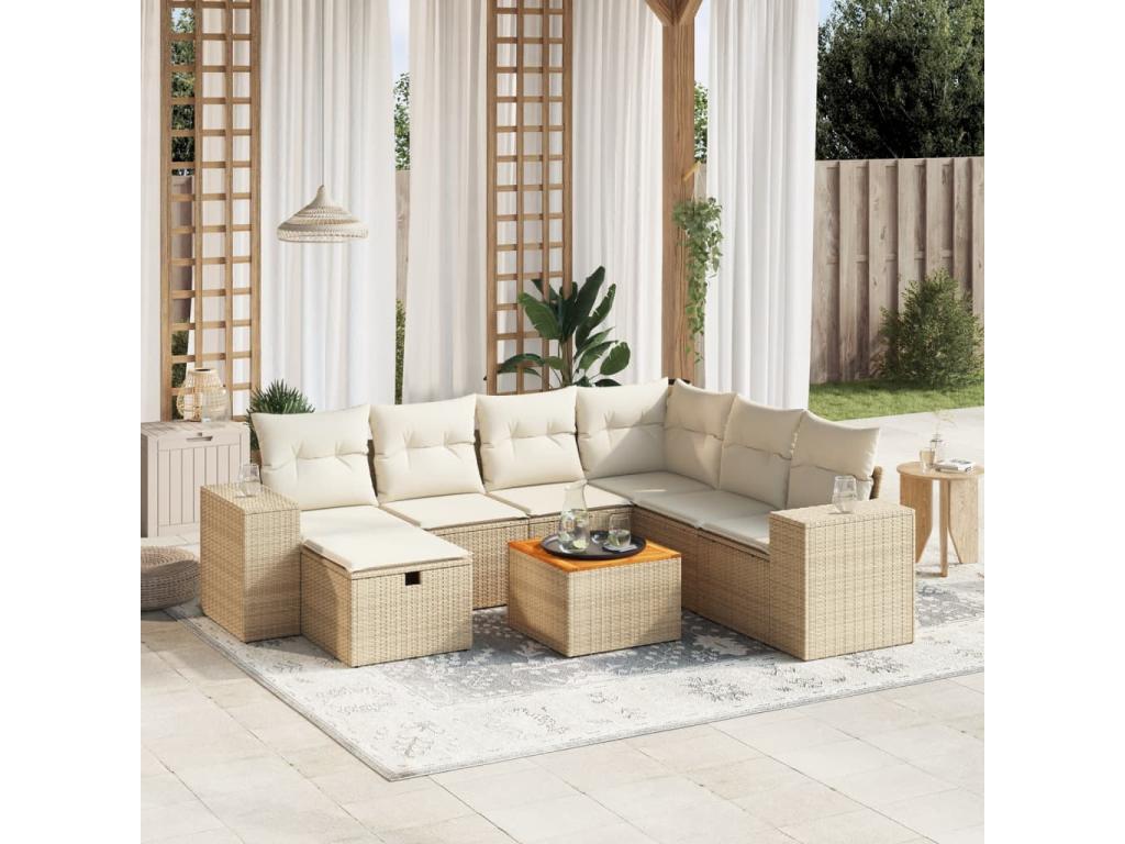 Beige Woven Resin Wicker Outdoor Furniture Set - dlz1766457004591
