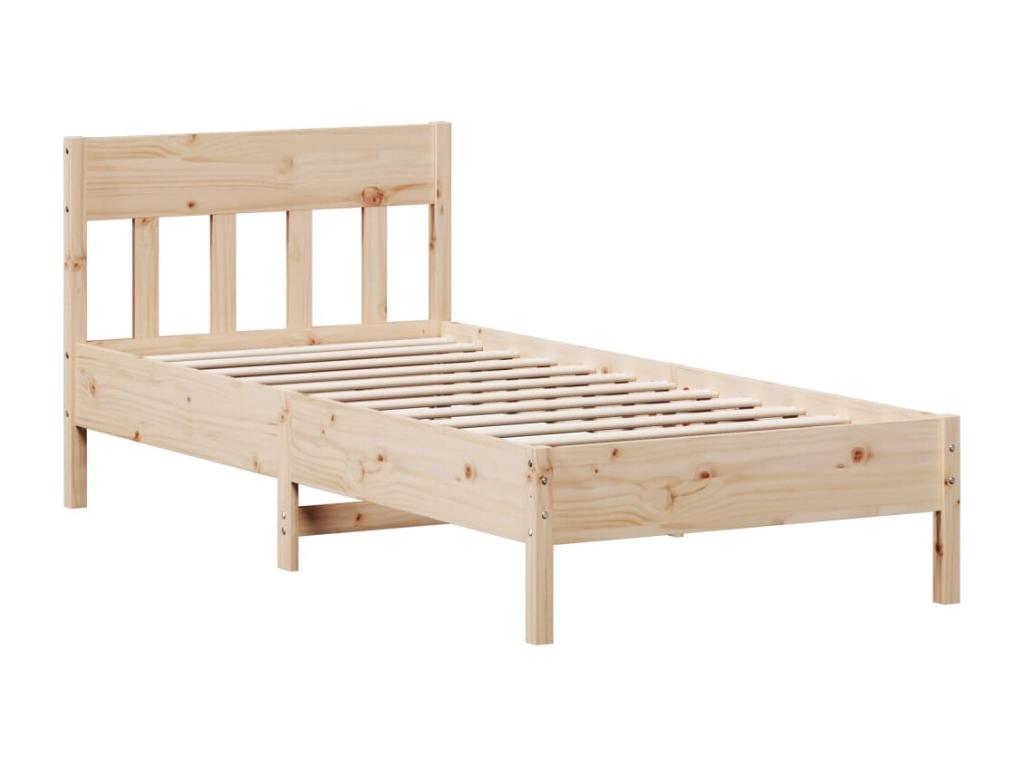 Natural Pine Wood Bed Frame, 90 x 190 cm