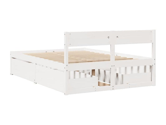 White Pine Wood Bed Frame, 135 x 190 cm
