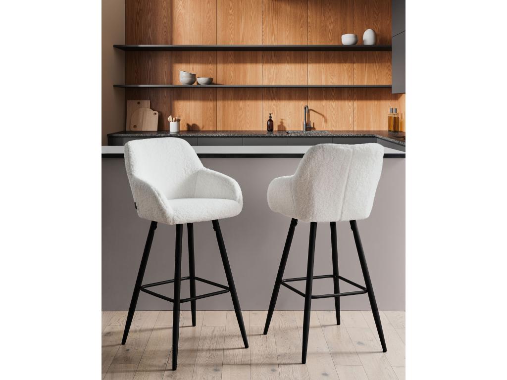 White Boucle Fabric Home Furniture