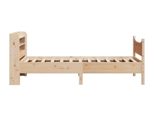 Brown Pine Wood Bed Frame, 90 x 200 cm