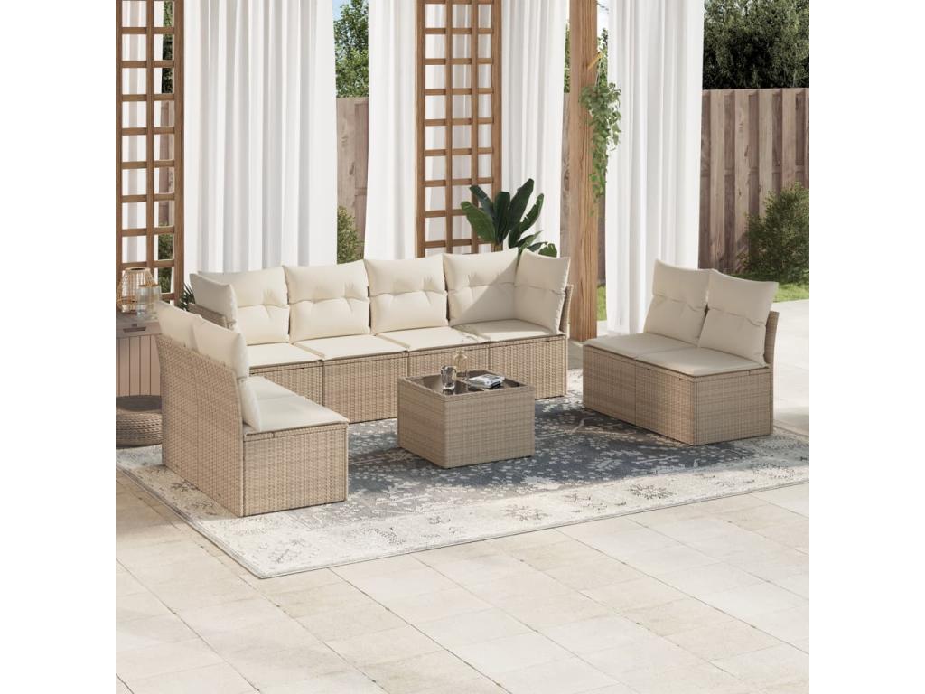 Beige Woven Resin Wicker Outdoor Furniture Set - dlz1766456433945