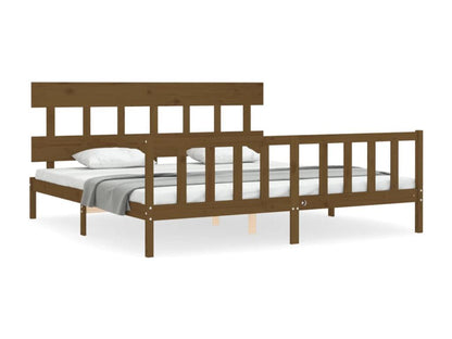 Brown Solid Wood Bed Frame, 200 x 200 cm - dlz1766456768675