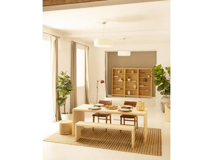 Beige Pine Wood Dining Table, 200 x 75 cm