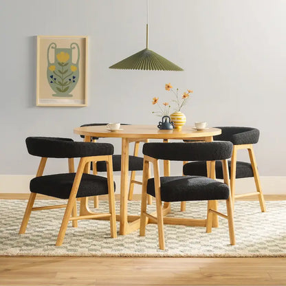 Middlebrook 5 Piece Solid Wood Dining Table Set w/ Dual Material Chairs