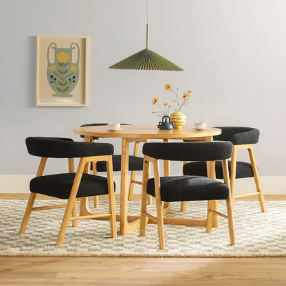 Middlebrook 5 Piece Solid Wood Dining Table Set w/ Dual Material Chairs