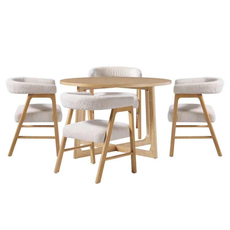 Middlebrook 5 Piece Solid Wood Dining Table Set w/ Dual Material Chairs