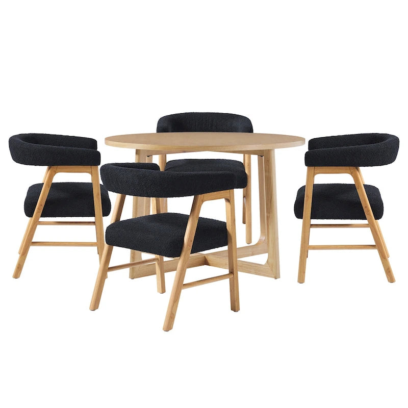 Middlebrook 5 Piece Solid Wood Dining Table Set w/ Dual Material Chairs