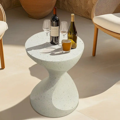 Hourglass Shaped Lightweight Concrete Patio Side Table Bedside Accent End Table - 14.76x19.68 inch