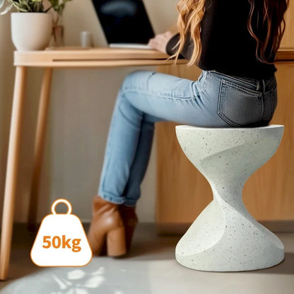 Hourglass Shaped Lightweight Concrete Patio Side Table Bedside Accent End Table - 14.76x19.68 inch