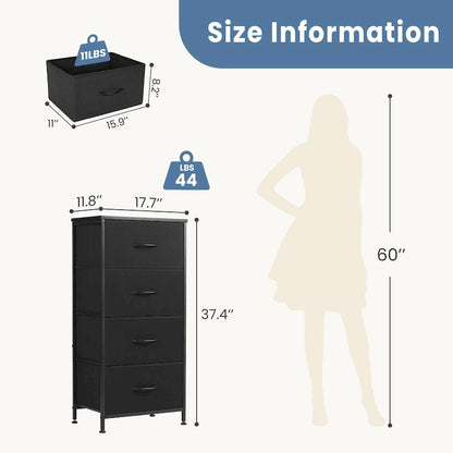 4-Drawer Fabric Dresser, Foldable Storage Cabinet Organizer
