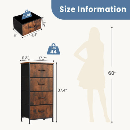 4-Drawer Fabric Dresser, Foldable Storage Cabinet Organizer