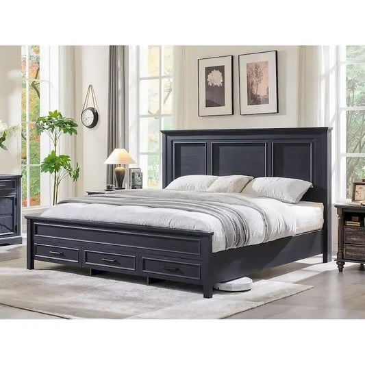 Farmhouse Queen Wood Bed Frame with 52  Tall Headboard & Footboard