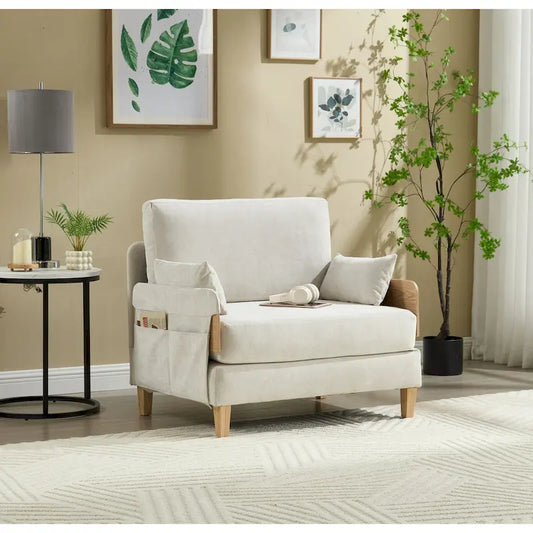 Chenille Upholstered Convertible Sleeper Recliner Foldable Chair Bed with 3 Pillows