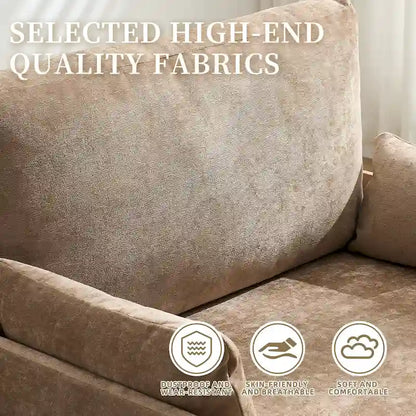 Chenille Upholstered Convertible Sleeper Recliner Foldable Chair Bed with 3 Pillows