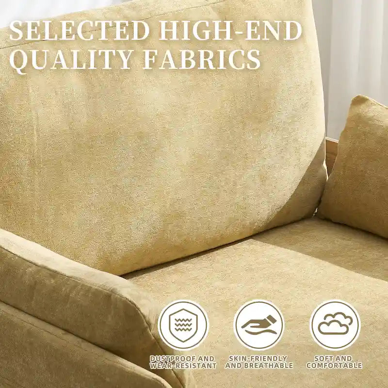 Chenille Upholstered Convertible Sleeper Recliner Foldable Chair Bed with 3 Pillows