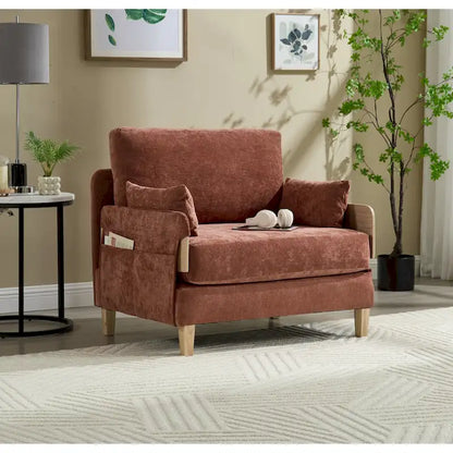 Chenille Upholstered Convertible Sleeper Recliner Foldable Chair Bed with 3 Pillows