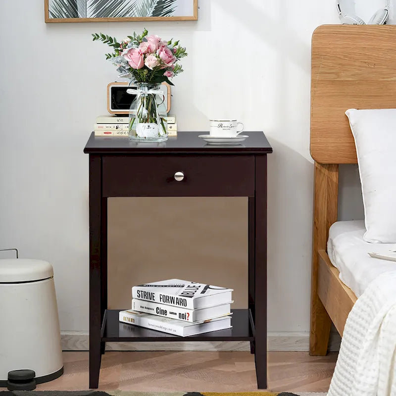 Costway Nightstand End Table Storage Display Bedroom Furniture Drawer