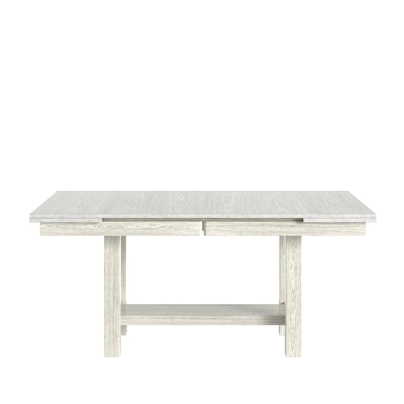 VECELO 7-Piece Dining Table Set, Thickened Solid Wood Rectangular Extendable Dining Table & 6 Solid Wood Dining Chairs