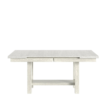 VECELO 7-Piece Dining Table Set, Thickened Solid Wood Rectangular Extendable Dining Table & 6 Solid Wood Dining Chairs