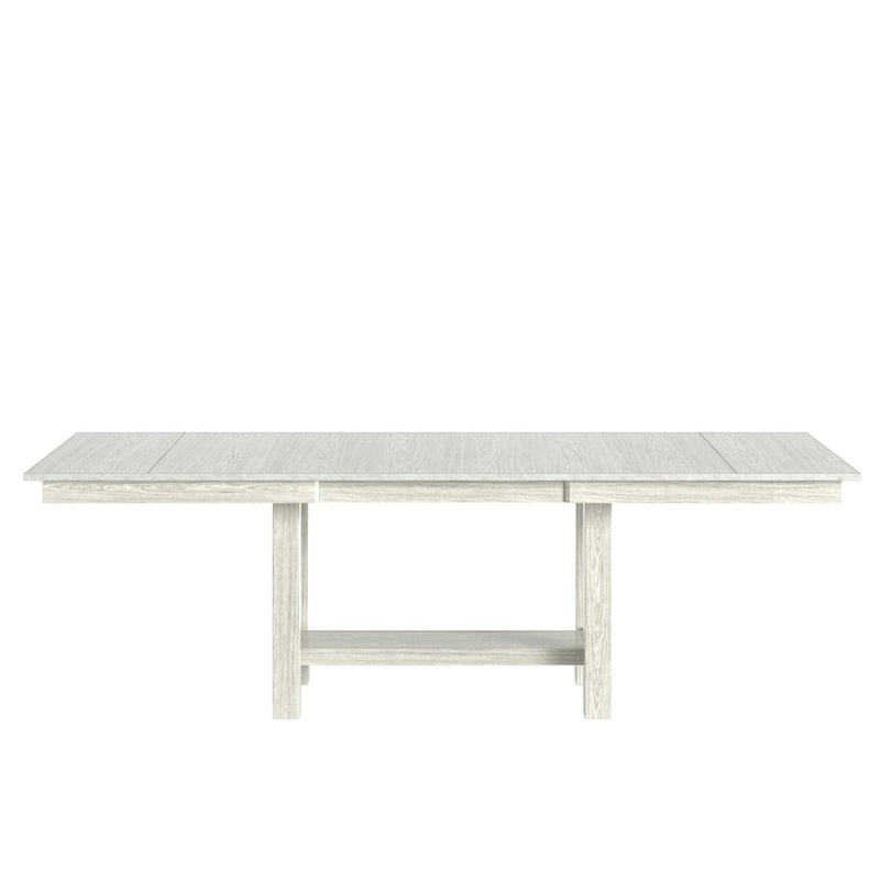 VECELO 7-Piece Dining Table Set, Thickened Solid Wood Rectangular Extendable Dining Table & 6 Solid Wood Dining Chairs