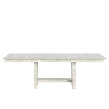 VECELO 7-Piece Dining Table Set, Thickened Solid Wood Rectangular Extendable Dining Table & 6 Solid Wood Dining Chairs