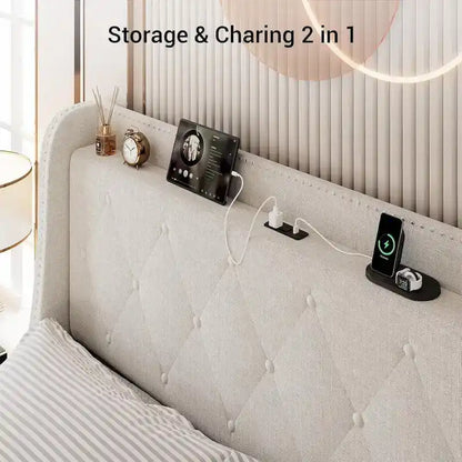 Bed Frame with Headboard and 4 Storage Drawers