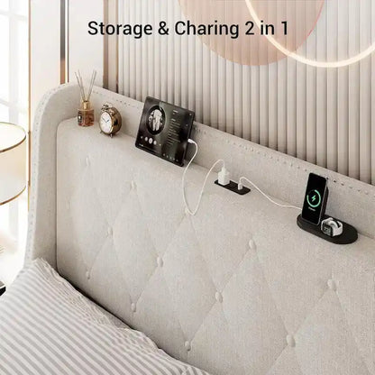 Bed Frame with Headboard and 4 Storage Drawers