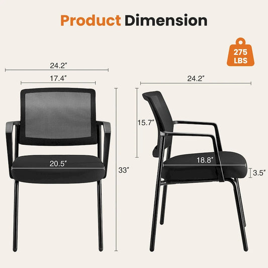 Mesh Back Stacking Chair,Upholstered Arm Chair with Sturdy Metal Frame