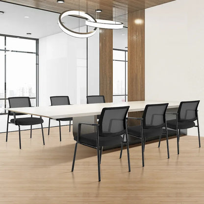 Mesh Back Stacking Chair,Upholstered Arm Chair with Sturdy Metal Frame