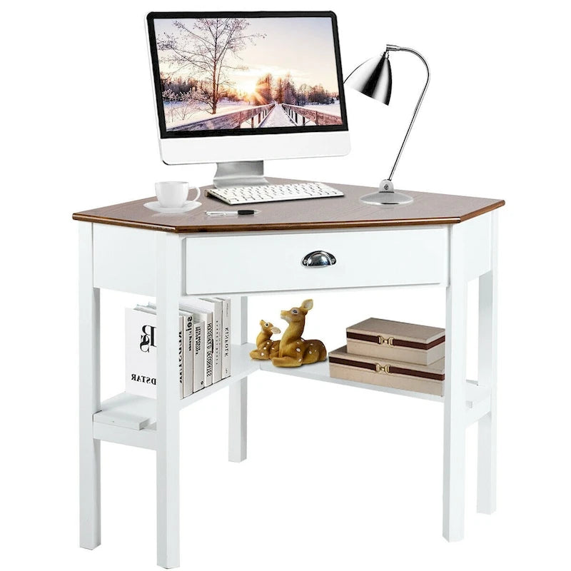 Gymax Corner Computer Desk Laptop Writing Table Workstation W/ Drawer