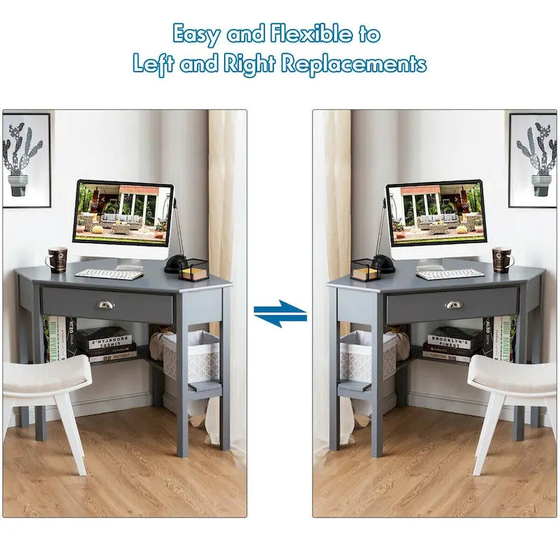 Gymax Corner Computer Desk Laptop Writing Table Workstation W/ Drawer