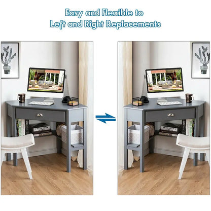 Gymax Corner Computer Desk Laptop Writing Table Workstation W/ Drawer