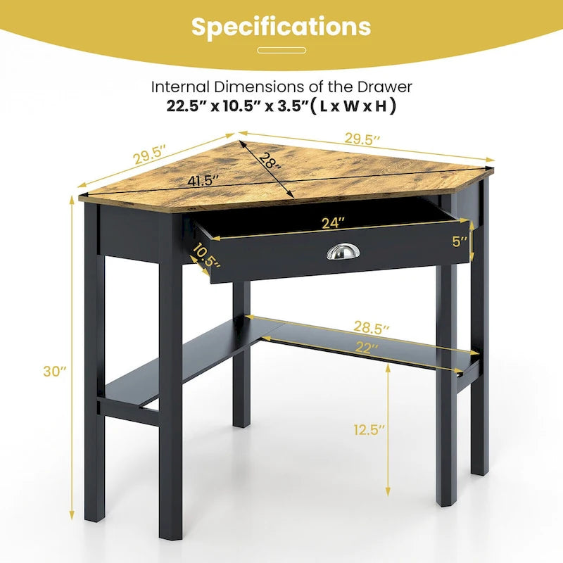Gymax Corner Computer Desk Laptop Writing Table Workstation W/ Drawer