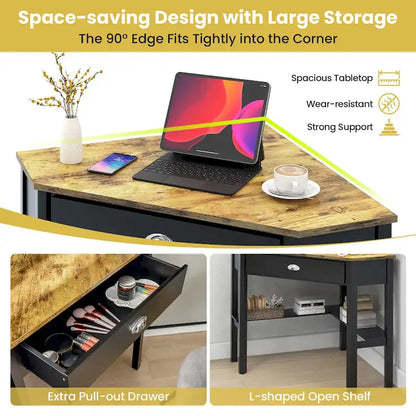 Gymax Corner Computer Desk Laptop Writing Table Workstation W/ Drawer