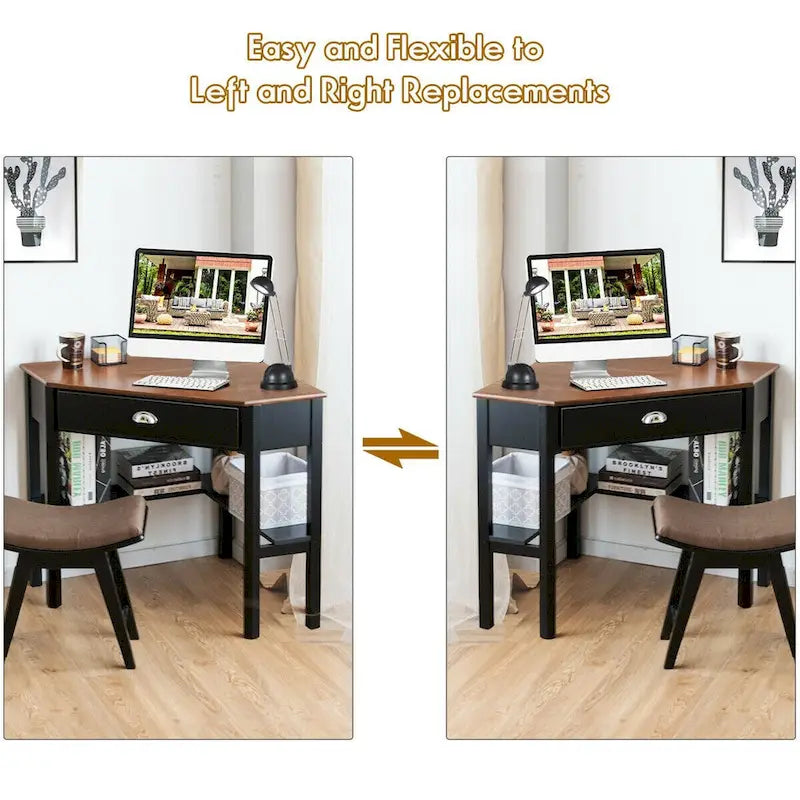 Gymax Corner Computer Desk Laptop Writing Table Workstation W/ Drawer