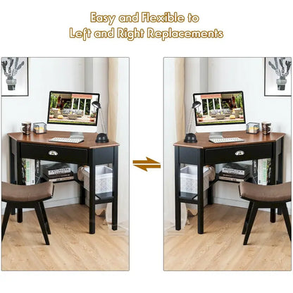 Gymax Corner Computer Desk Laptop Writing Table Workstation W/ Drawer