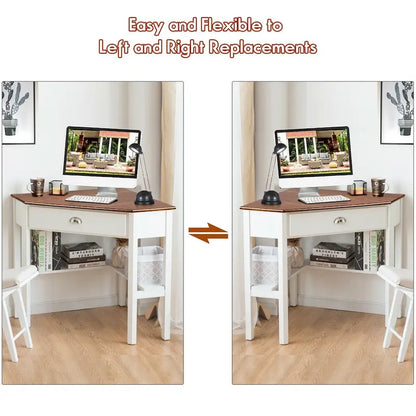 Gymax Corner Computer Desk Laptop Writing Table Workstation W/ Drawer
